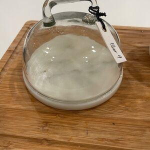 Glass Dome Cheese Keeper with White Base